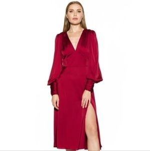 Elysa Long Sleeve Satin Midi Dress